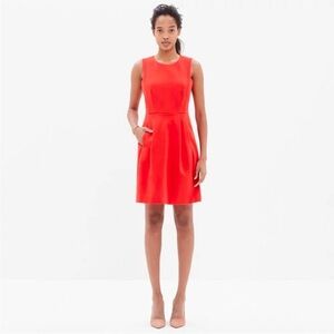 Madewell Keynote Ponte Fit and Flare Sleeveless Red Dress
